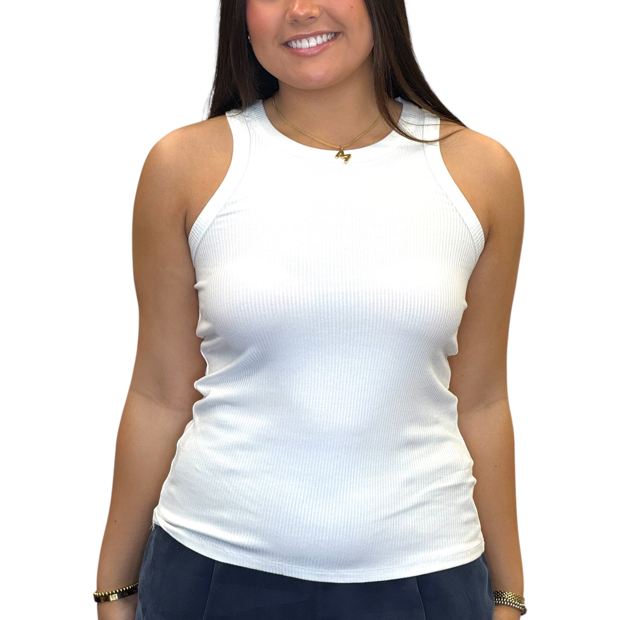 Solid Ribbed Tank - White