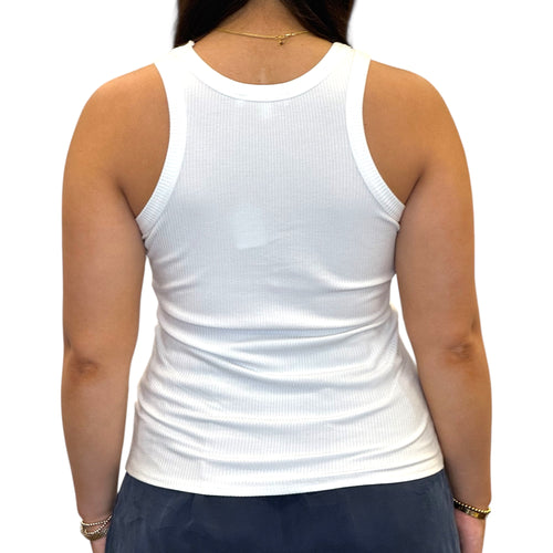Solid Ultra Soft Ribbed Tank in White