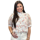 Cream Ruffle Short Sleeve Top