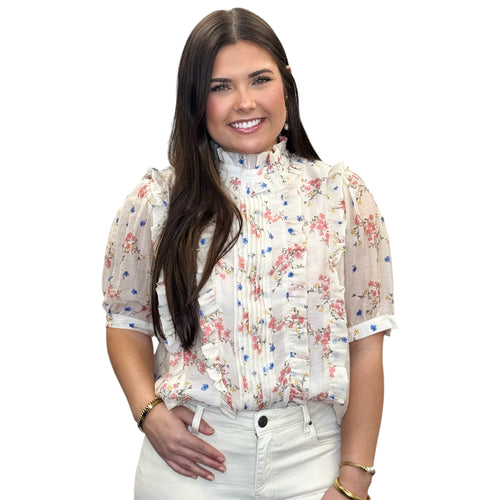 Cream Ruffle Short Sleeve Top | Adore Boutique women's clothing & accessories