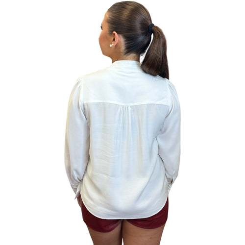 Anastasia Tie Neck Pleat Detail Long Sleeve Top