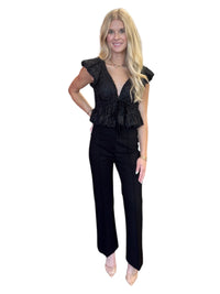 Black Gold Flower Bow Top