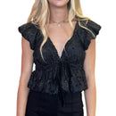 Black Gold Flower Bow Top