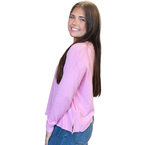 Lorraine Relaxed Raglan Sleeve Side Slit Viscose Sweater