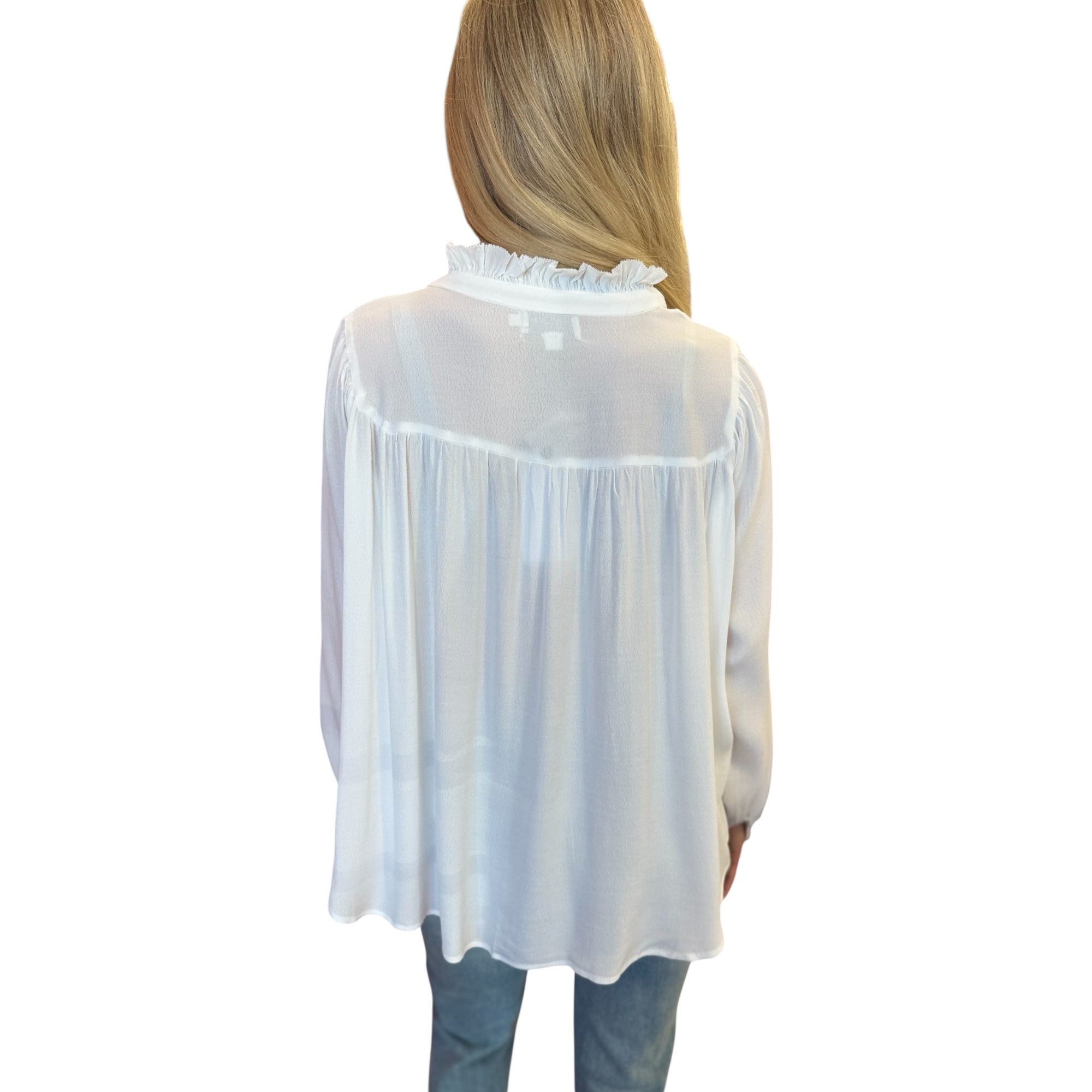 White Woven Button Down Top