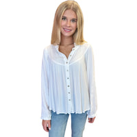 White Woven Button Down Top