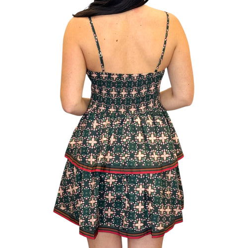 Rina Floral Tile Print Mini Dress