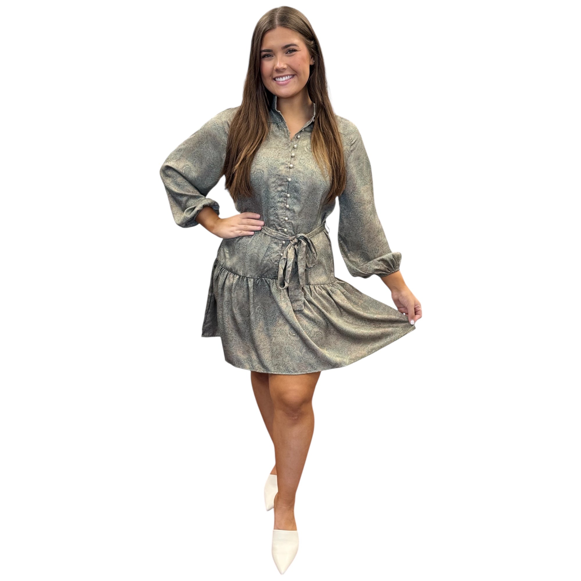 Golden Tapestry Button Down Dress