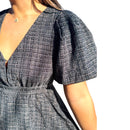 Ebony Tweed Puff Sleeve Dress