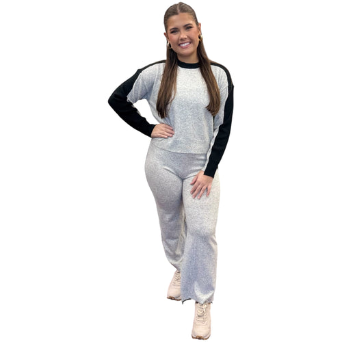 Berkman Two Tone Wide Leg Soft Knit Pant