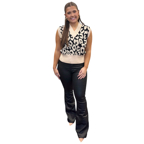 Bozoma Cheetah Print Oversized V Neck Sweater Vest