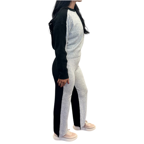 Berkman Two Tone Wide Leg Soft Knit Pant