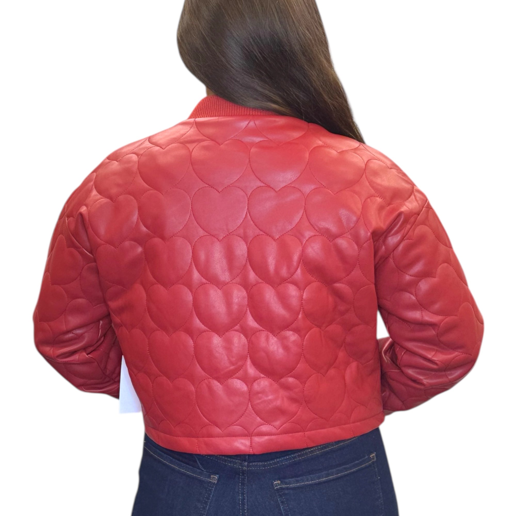 Red Vegan Leather Heart Jacket