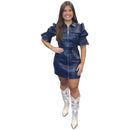 Navy Vegan Leather Dress