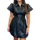 Black Vegan Leather Zip Dress