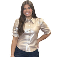 Pale Gold Vegan Leather Top