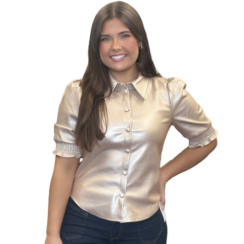 Pale Gold Vegan Leather Top | Adore Boutique women's clothing & accessories