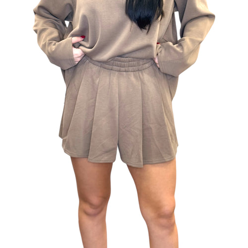 Pleated Back Scuba Top + Shorts Lounge Set