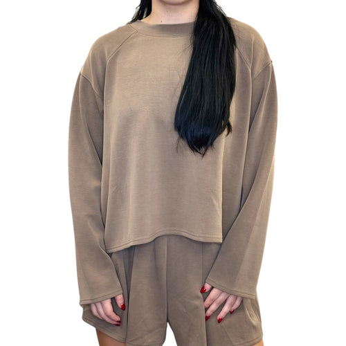 Pleated Back Scuba Top + Shorts Lounge Set