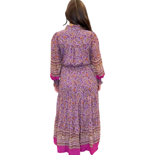 Floral Chiffon Button Up Long Sleeve Maxi Dress