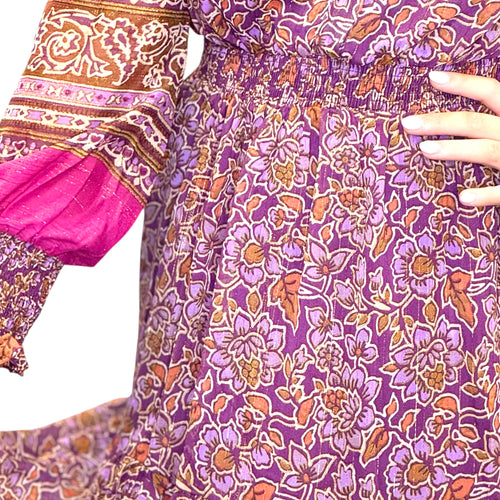 Floral Chiffon Button Up Long Sleeve Maxi Dress