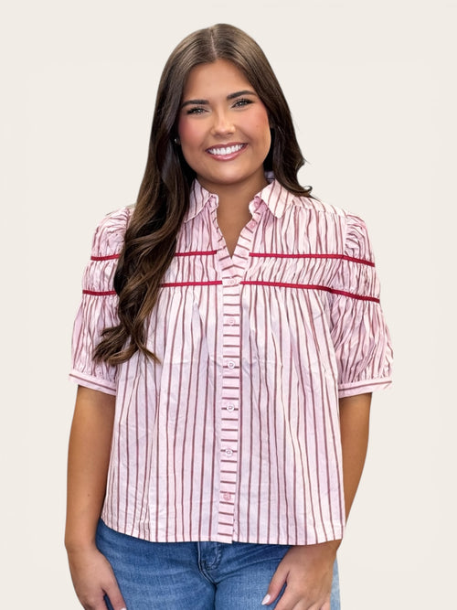 Stripe Button Down Top | Adore Boutique women's clothing & accessories