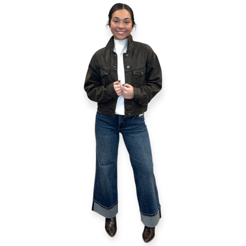 Emrie Coated Chocolate Brown Denim Jacket