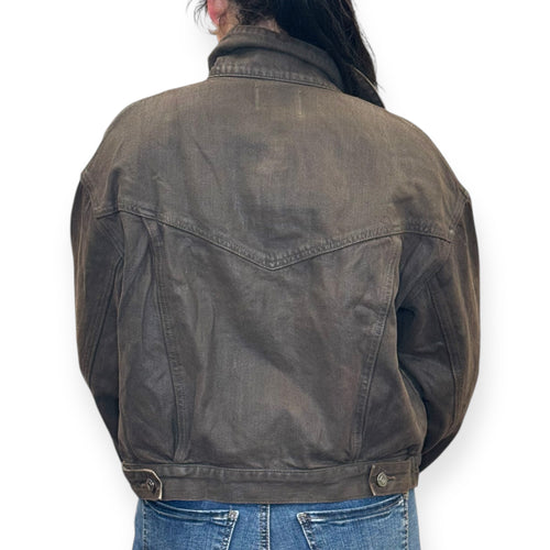 Emrie Coated Chocolate Brown Denim Jacket