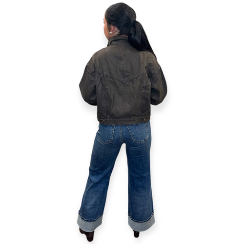 Emrie Coated Chocolate Brown Denim Jacket