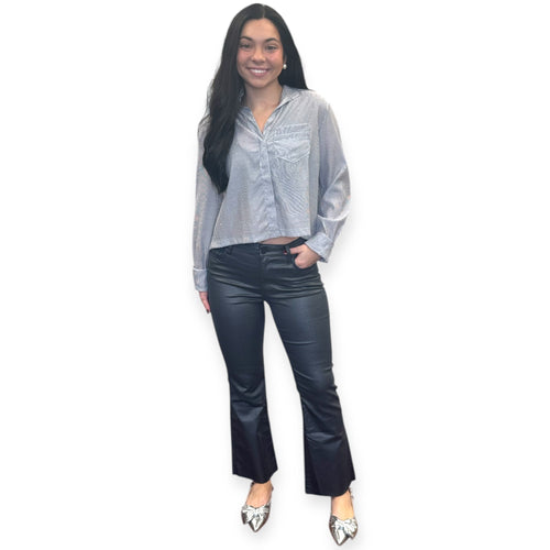 Glacier Glow Rhinestone Button Down Top