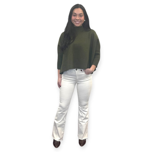 Aja Olive Cropped Mock Neck Angora Sweater