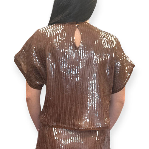 Cherry Taupe Sequined Boxy Tee | Matching Set