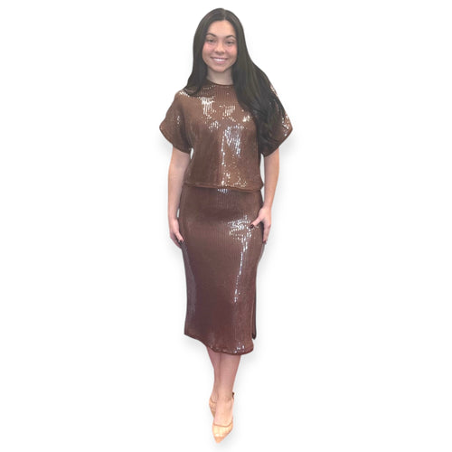 Cherry Taupe Sequined Boxy Tee | Matching Set