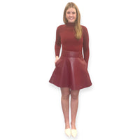 Burgundy Knit Vegan Leather Dress