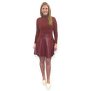 Burgundy Knit Vegan Leather Dress