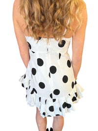 Polka Dot Halter Ruffle Linen Mini Dress