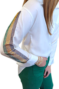 Mardi GrasStripe Sleeve Top