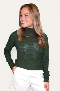 Floral Jacquard Mock Neck Top