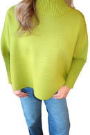 Aja Pesto Green Cropped Mock Neck Angora Sweater