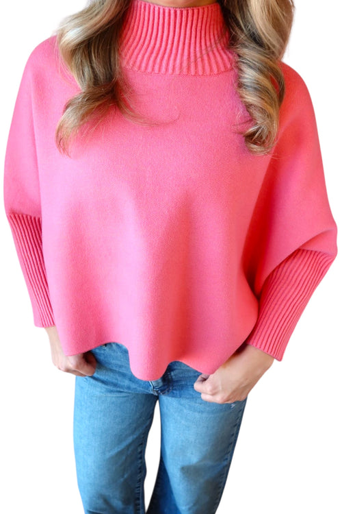 Aja Italian Rose Pink Cropped Mock Neck Angora Sweater