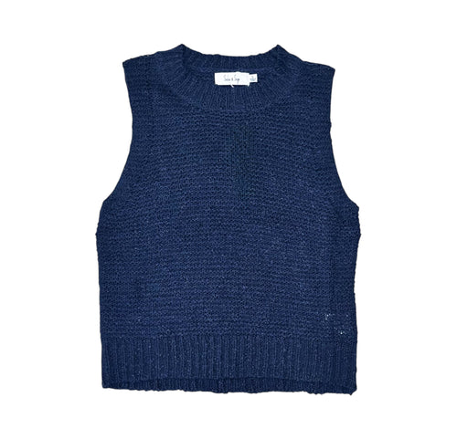 Tegan Deep Navy Ribbed Hem Sweater Vest