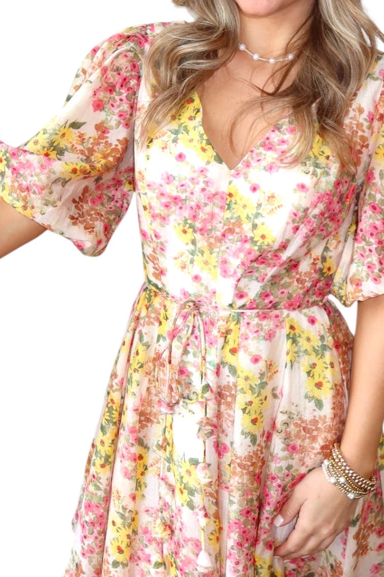 Alexis Puff Sleeve Belted Mini Dress