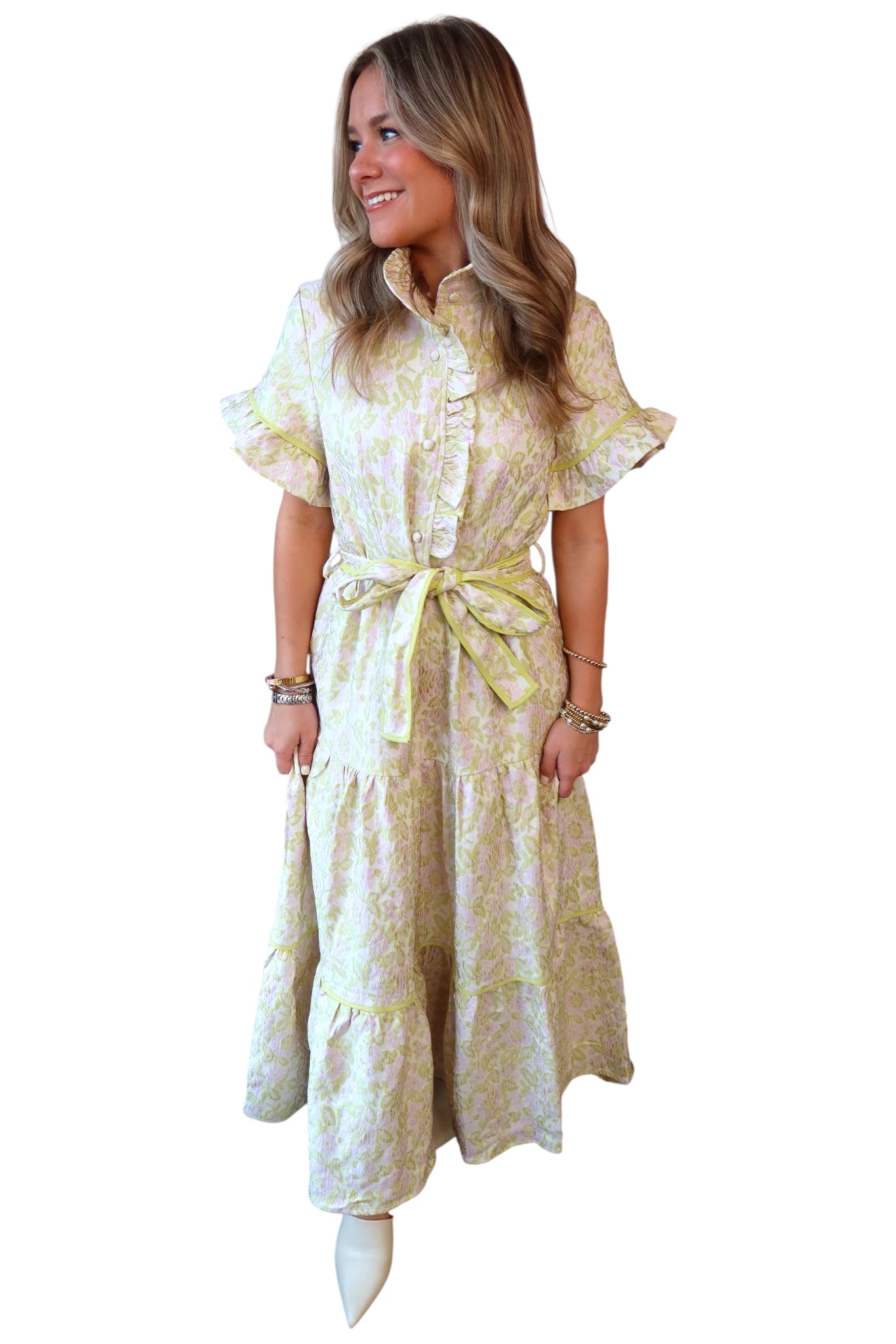 Lena Dress- Soft Garden Jacquard