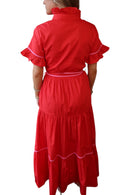 Lena Dress- Red Poplin