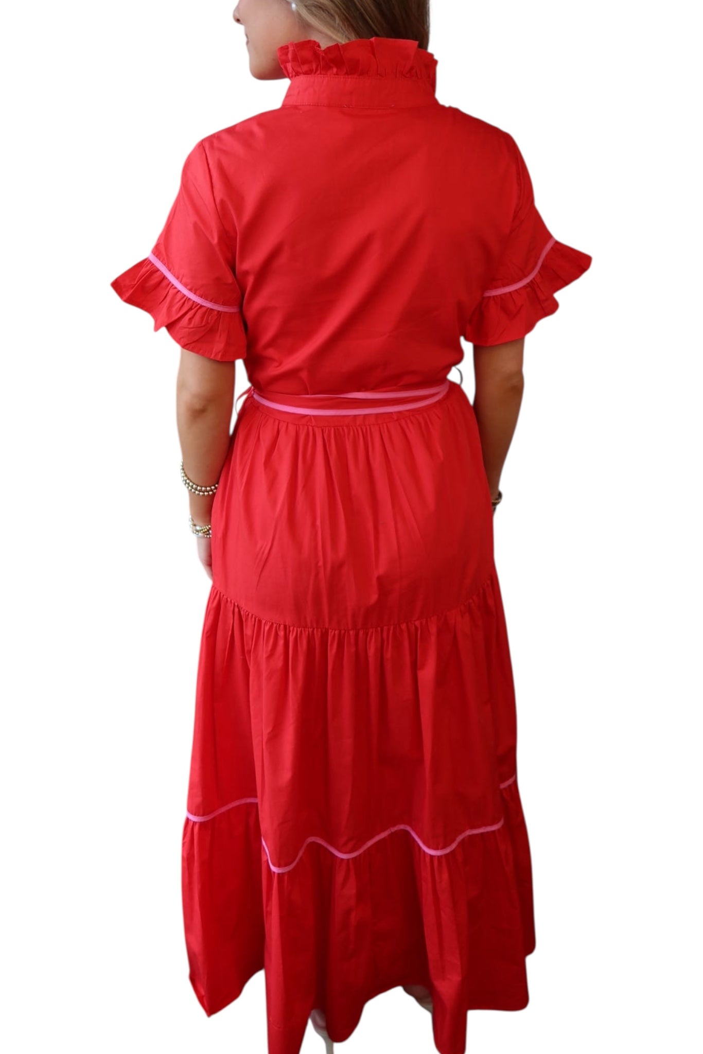 Lena Dress- Red Poplin