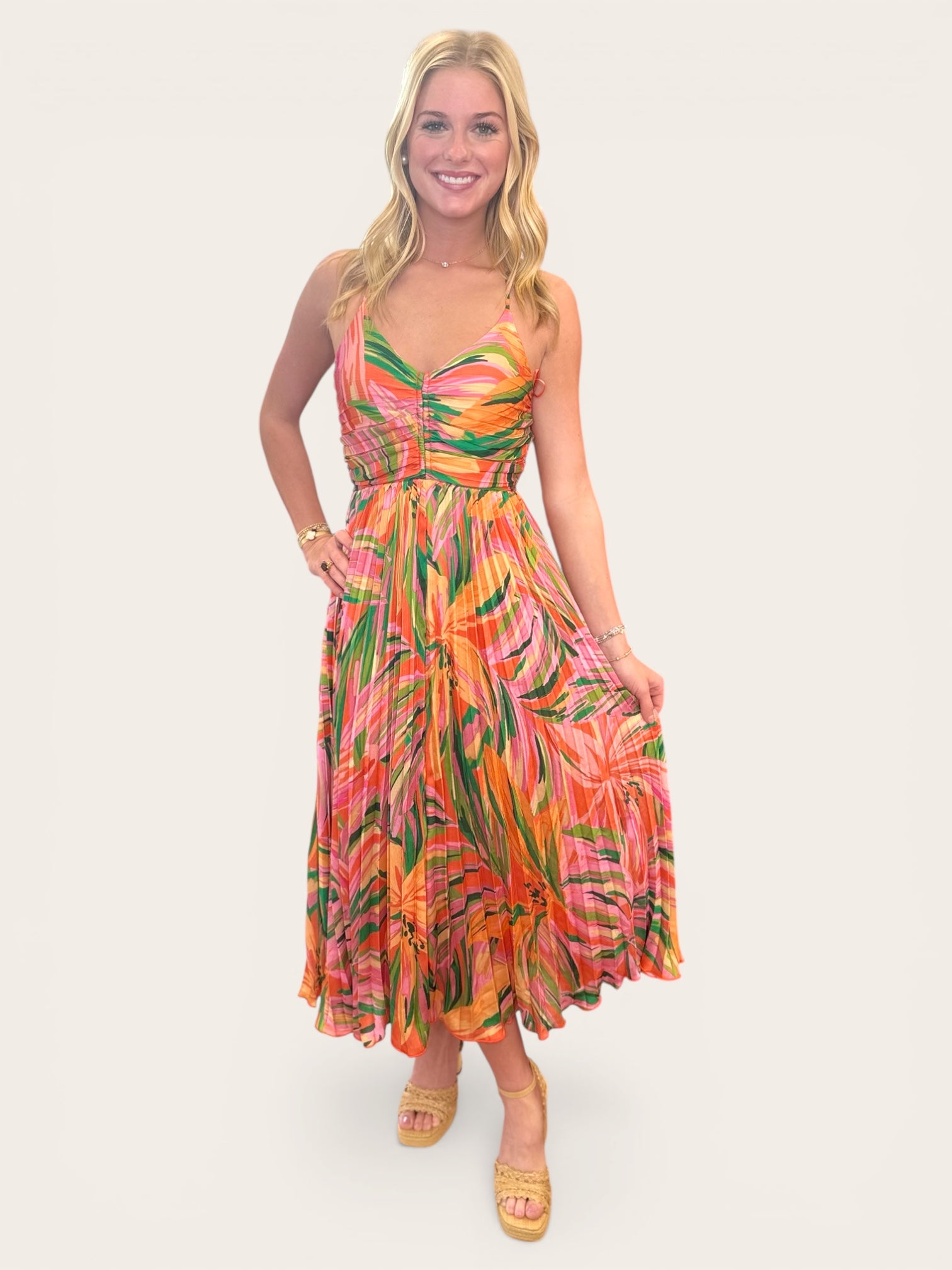 Sunset Ridge Pleated Midi Dress