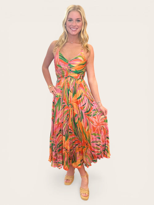 Sunset Ridge Pleated Midi Dress | Adore Boutique women's clothing & accessories