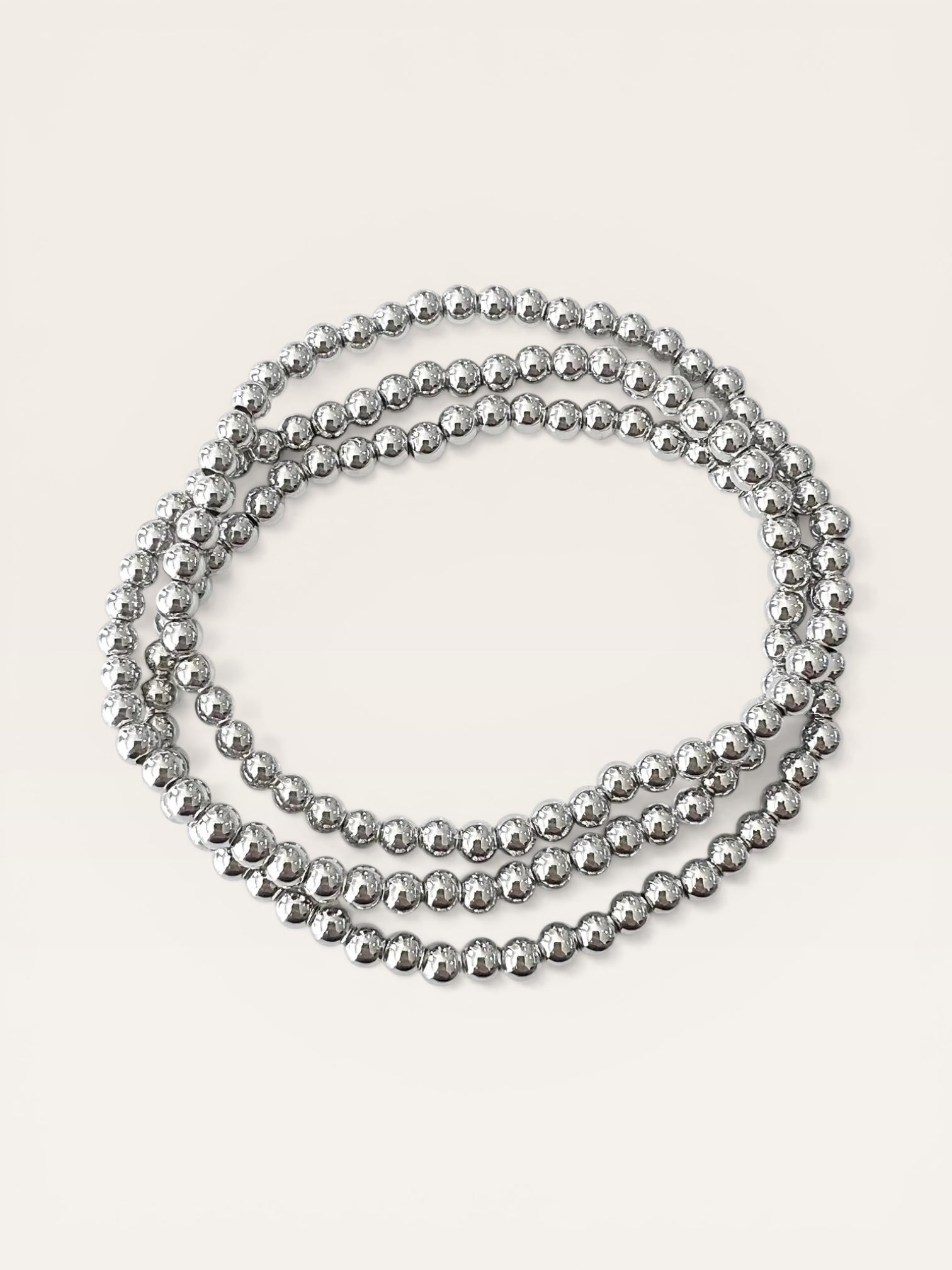 Large Silver Beaded Bracelet