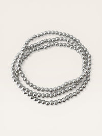 Large Silver Beaded Bracelet