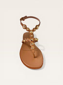 Bea Gold Studded T-Strap Flat Sandal